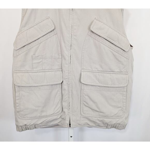 Vintage 80s Vest Tan Goose Down Flannel Lined Outdoor Men's Size M Eddie Bauer - Picture 3 of 9